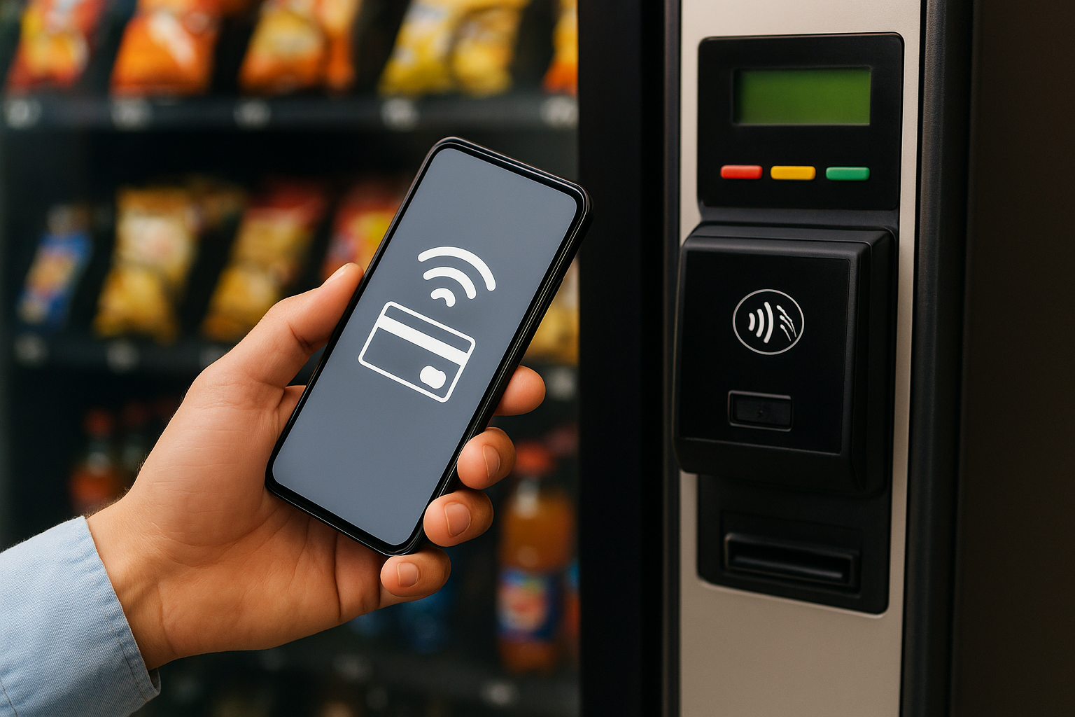 Cashless payment being made at a vending machine